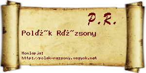 Polák Rázsony névjegykártya